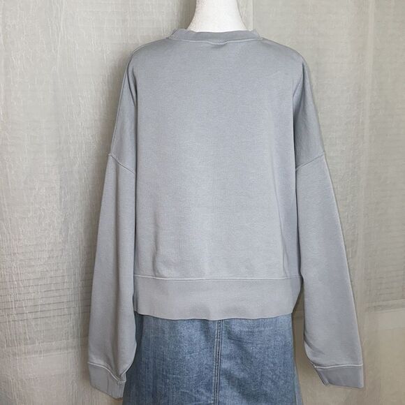 Nike L Gray Duke JUST DO IT logo Campus Collection Fleece Crop Boxy Sweatshirt - Picture 2 of 11